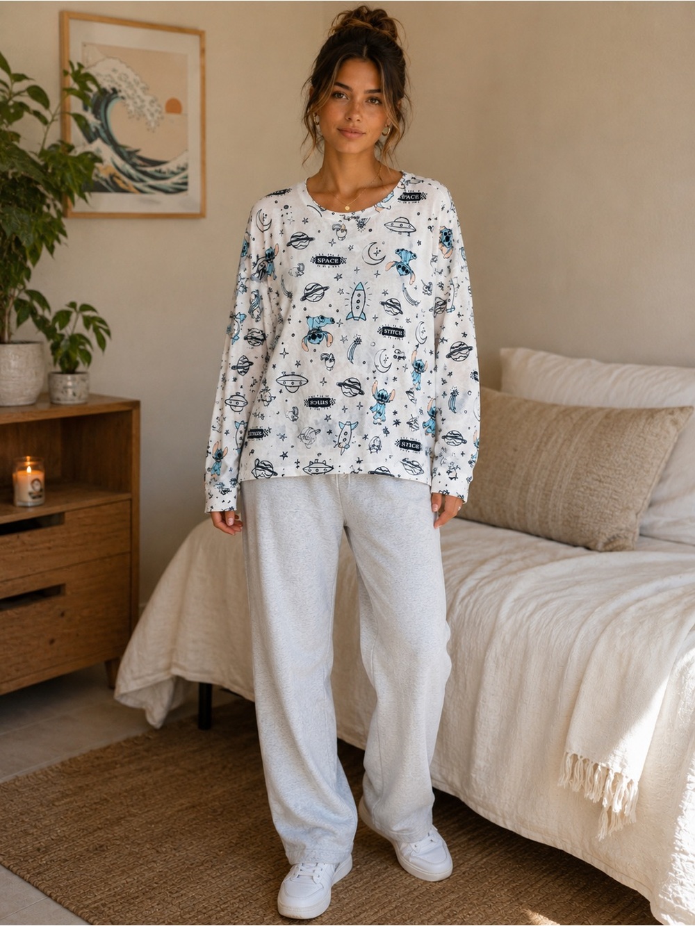 Cozy White Lilo and Stitch Disney Top Soft